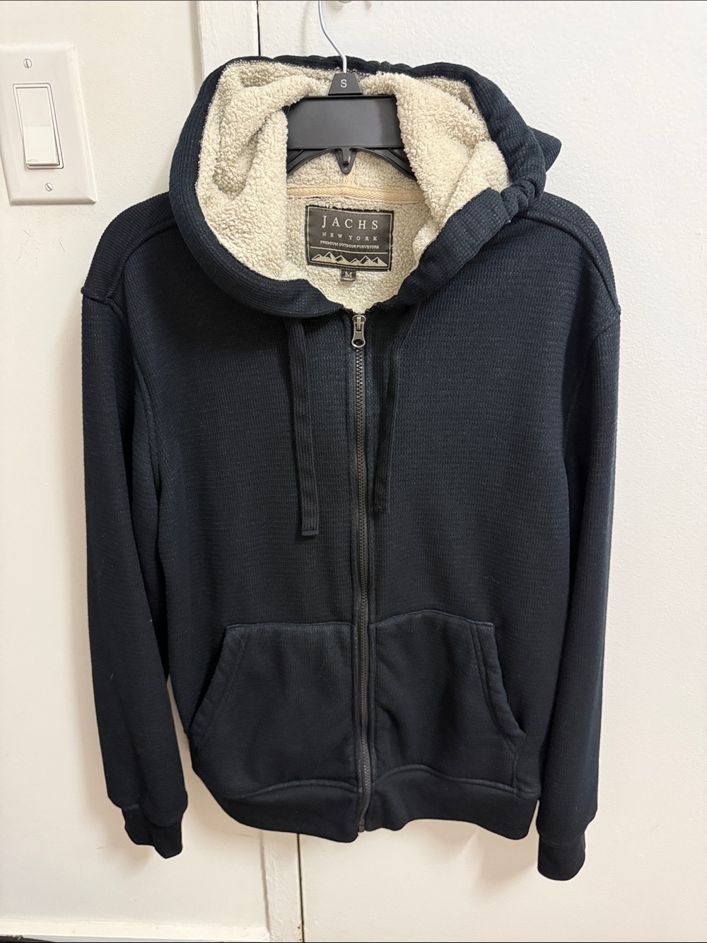 Jachs NY Men’s Sherpa Lined Full Zip Hoodie Black Medium